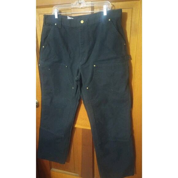 VTG Carhartt B01-BLK Double Knee Pant Mens 40x32 Black Duck Work Carpenter - Picture 8 of 12